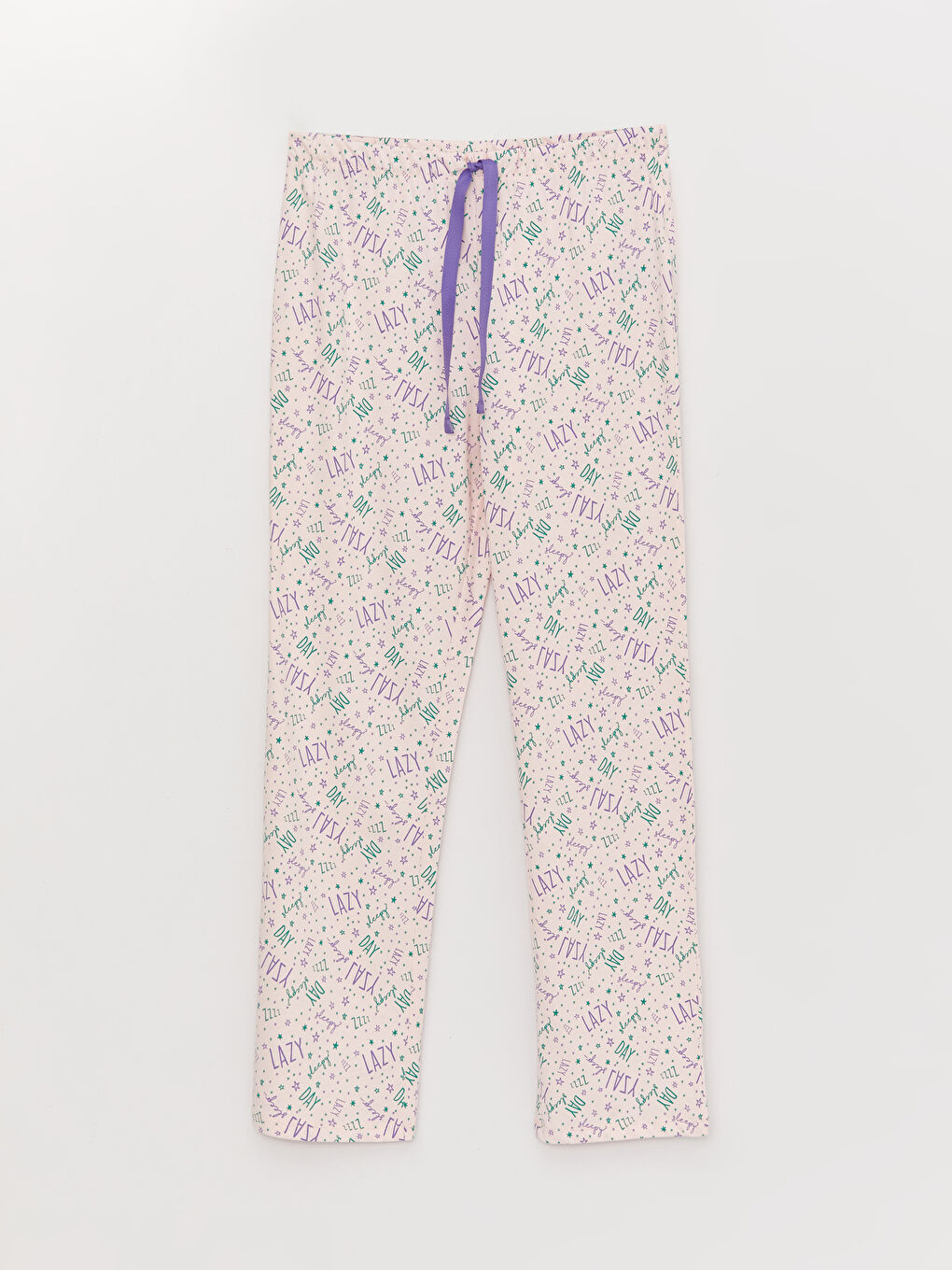 Pembe Bisiklet Yaka Desenli Kısa Kollu Kadın Pijama Takımı-7