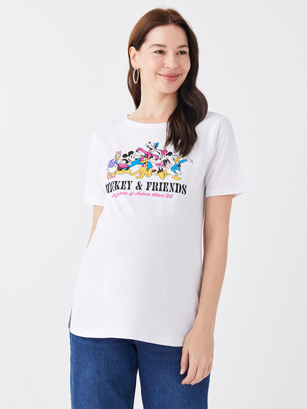 Crew Neck Mickey Mouse Printed Short Sleeve Maternity T-shirt -S3GN18Z8-E5X