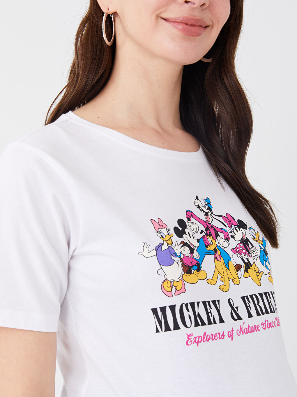 Crew Neck Mickey Mouse Printed Short Sleeve Maternity T-shirt -S3GN18Z8-E5X