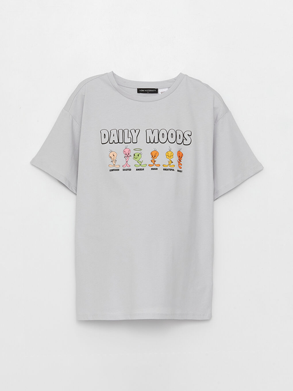 LCWAIKIKI Maternity Rundhalsausschnitt Tweety Bedrucktes Kurzarm Mutterschafts-T-Shirt -S3GN23Z8-G0Z