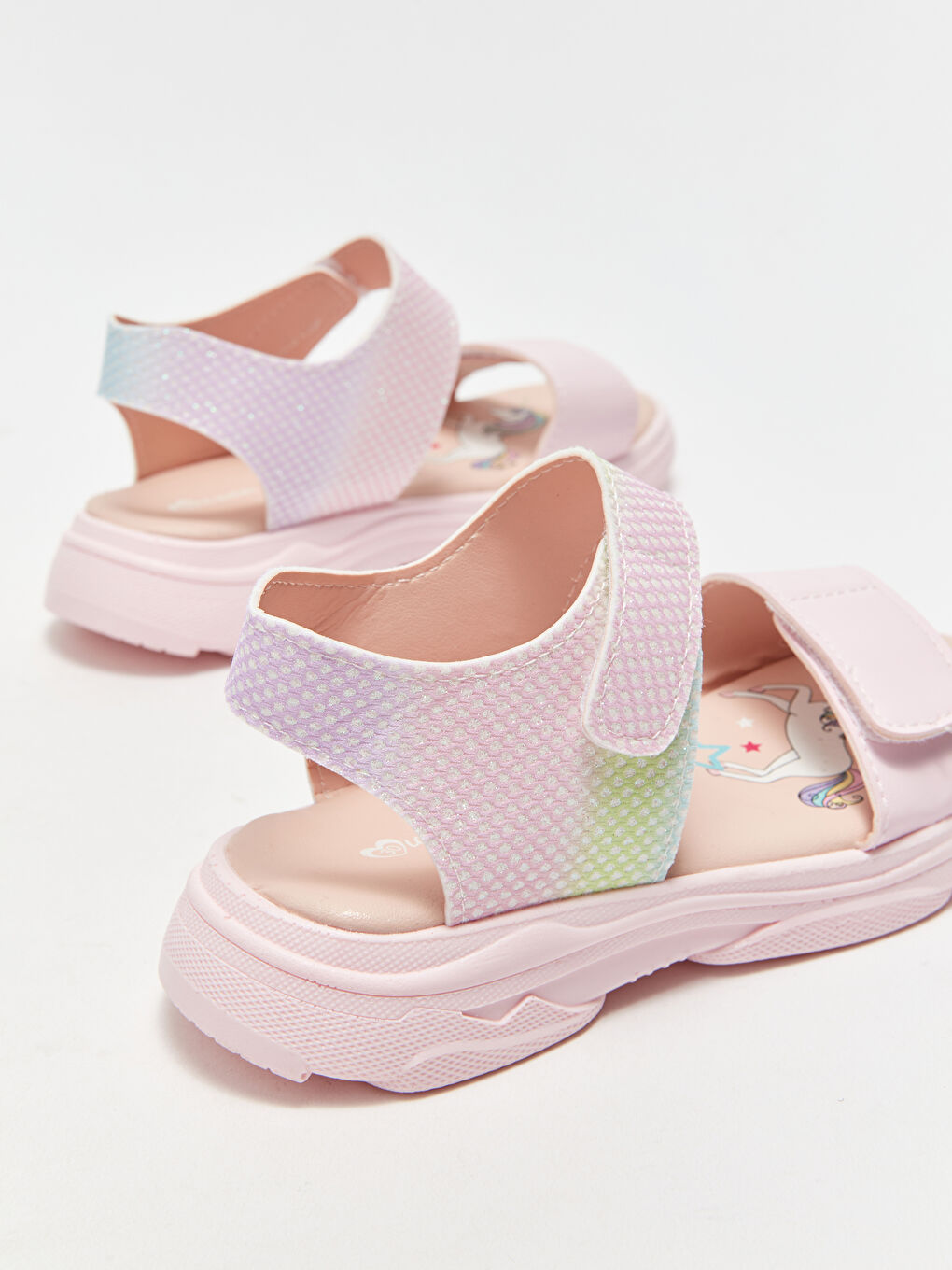 Pembe Baskılı Cırt Cırtlı Kız Çocuk Sandalet-4