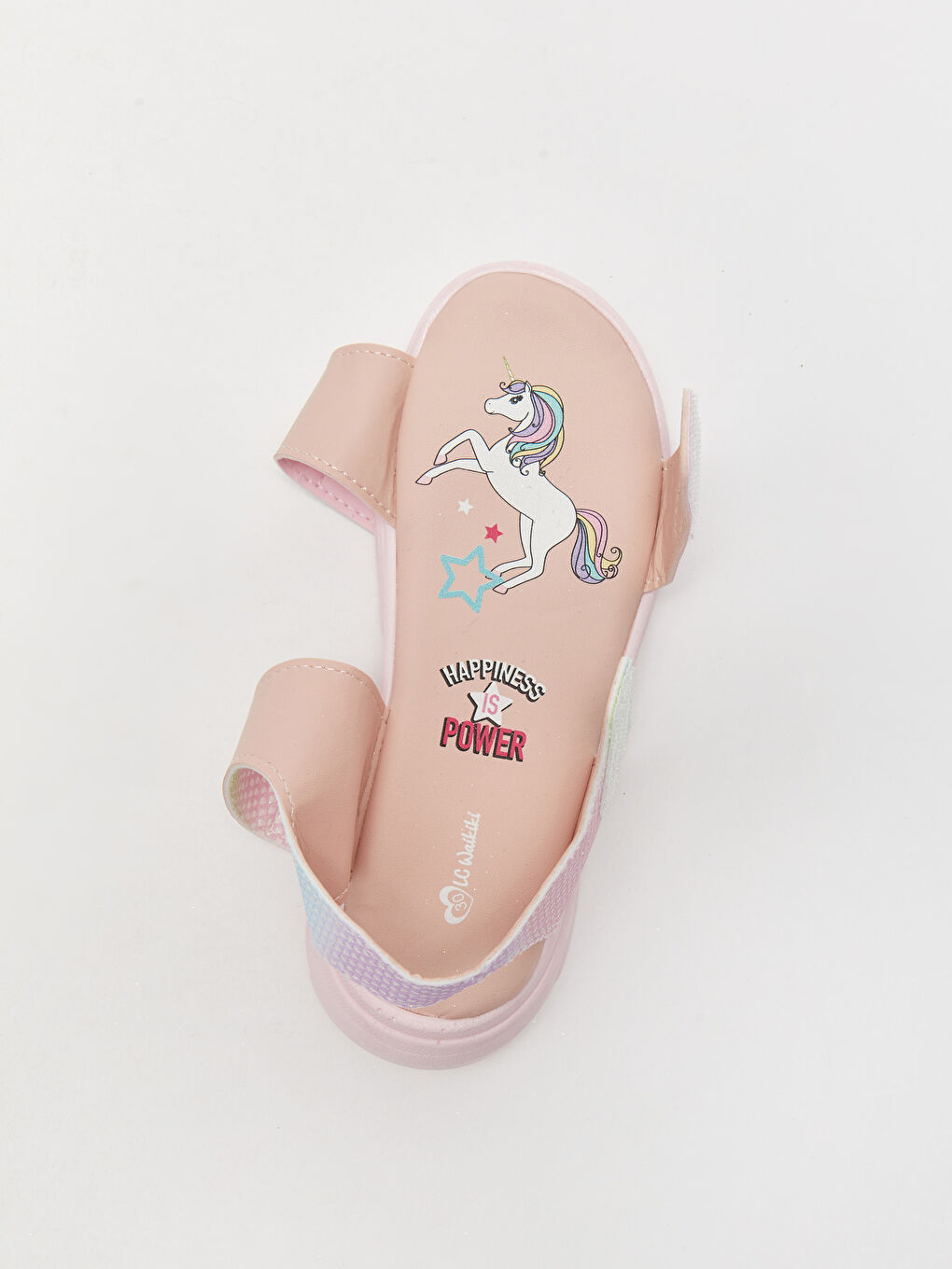 Pembe Baskılı Cırt Cırtlı Kız Çocuk Sandalet-5