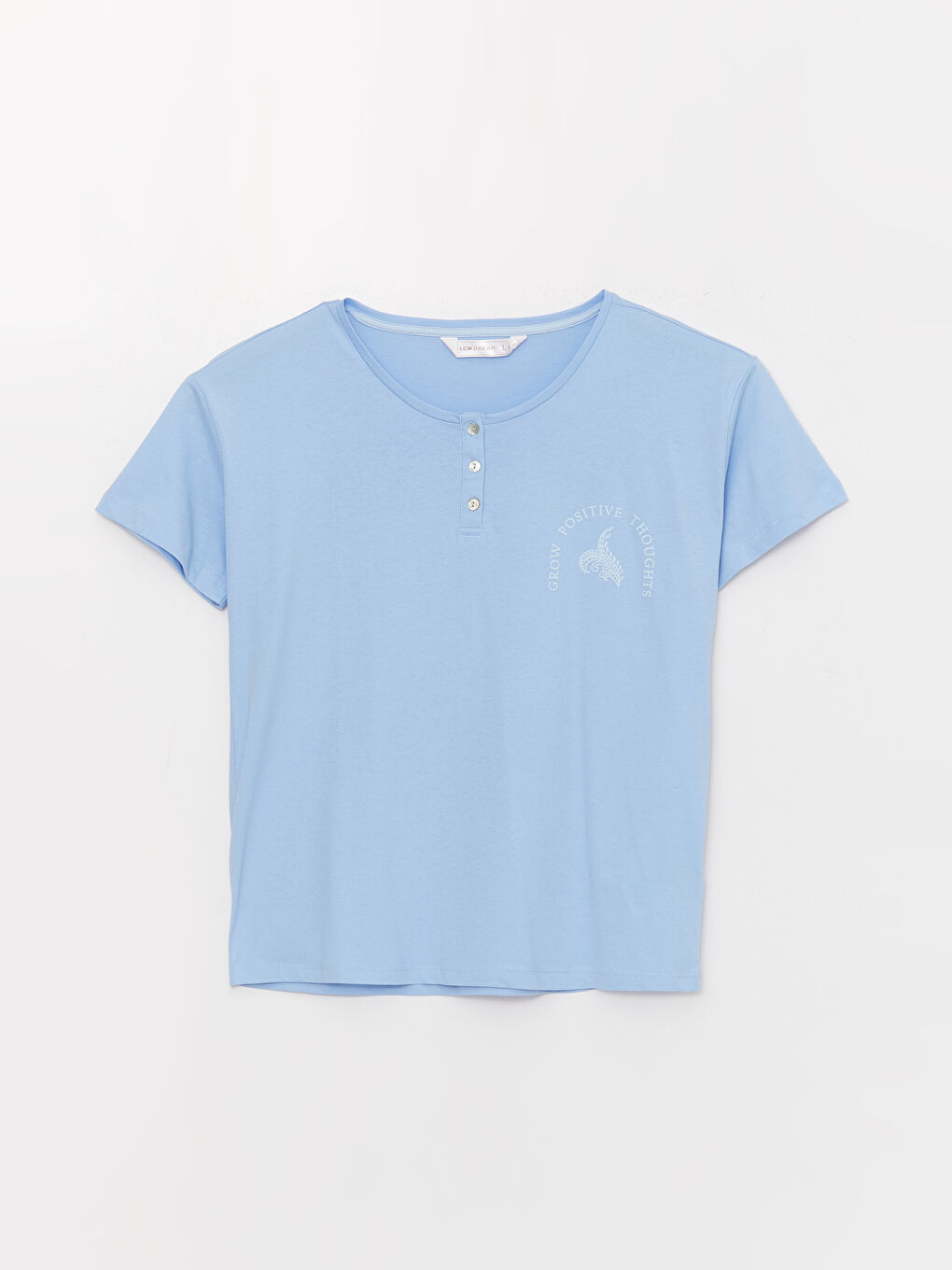 Mavi Bisiklet Yaka Desenli Kadın Kaprili Pijama Takımı-6