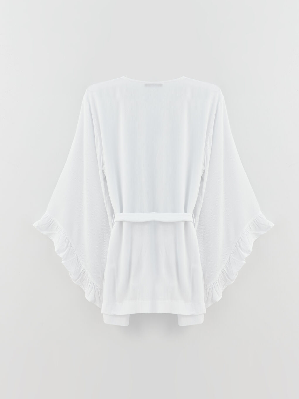 Shawl Collar Straight Crinkle Fabric Women Kimono-6