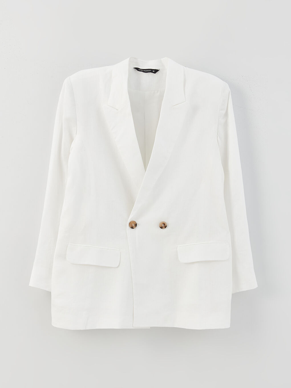 Plain Long Sleeve Linen Blend Women's Blazer Jacket-5