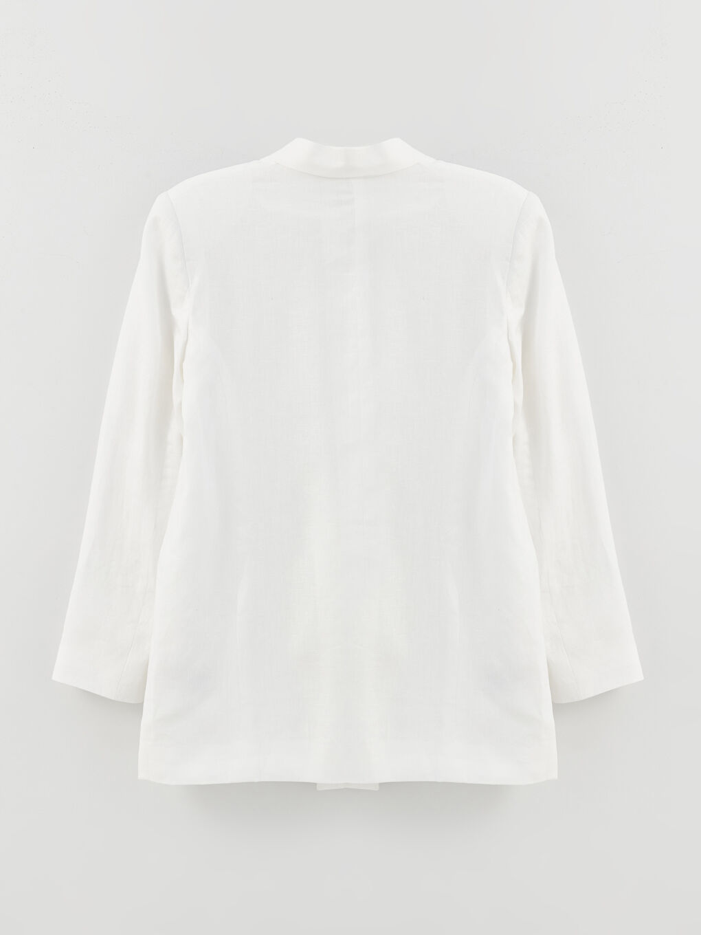 Plain Long Sleeve Linen Blend Women's Blazer Jacket-6