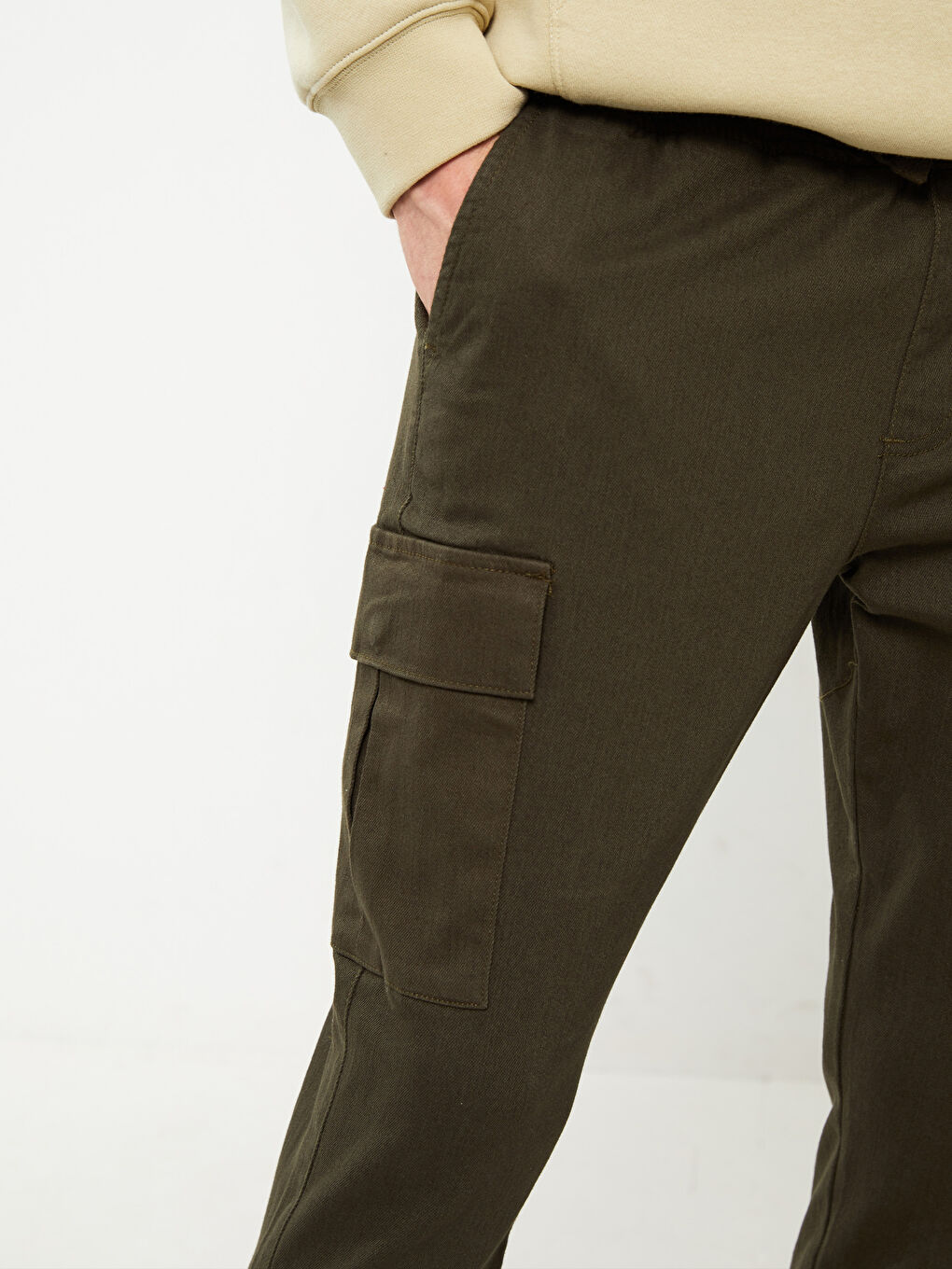Haki Slim Fit Erkek Kargo Pantolon-2
