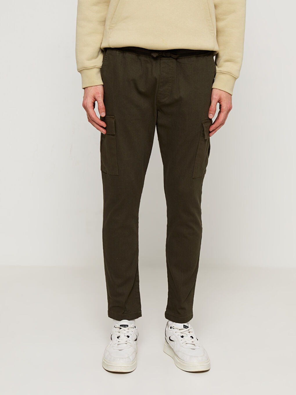 Haki Slim Fit Erkek Kargo Pantolon-3