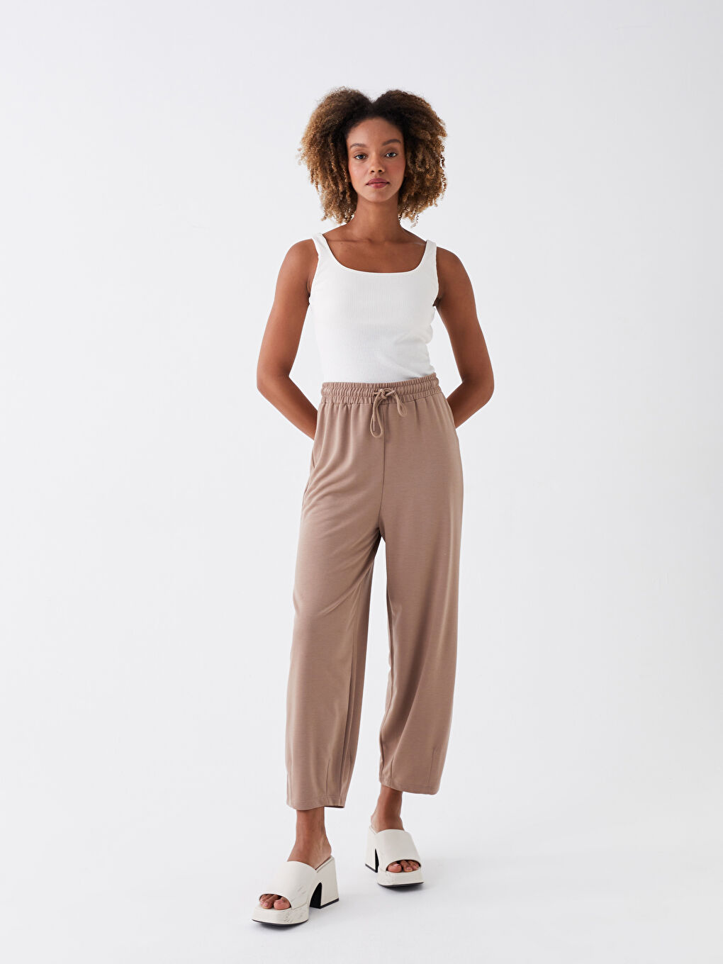 LCW Vision Elasticated Waist Loose Fit Women's Sweatpants -S3GO05Z8-GUH