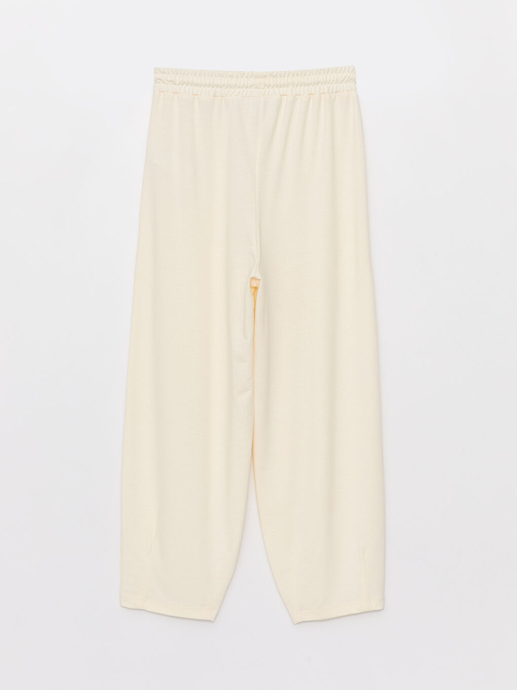 Ekru Beli Lastikli Rahat Kalıp Kadın Eşofman Altı-6