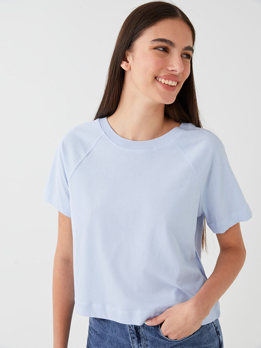 Crew Neck Plain Short Sleeve Women's T-Shirt