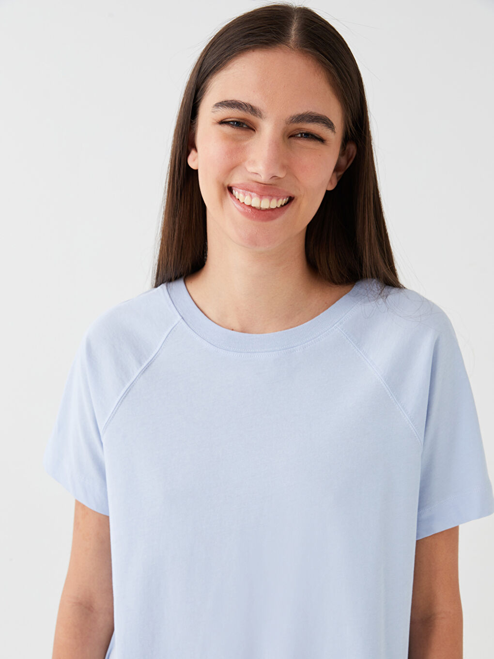 Crew Neck Plain Short Sleeve Women's T-Shirt-1