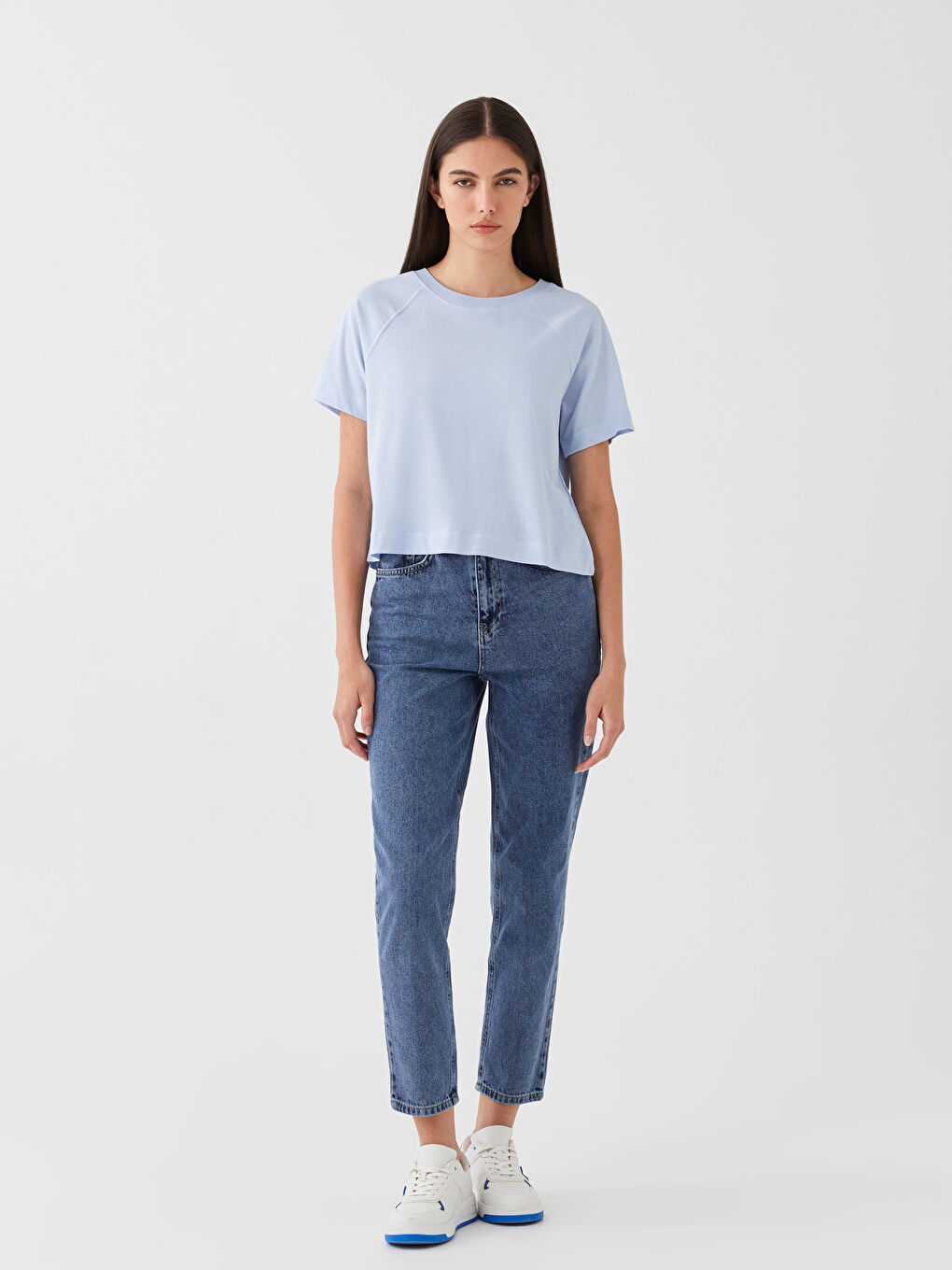 Crew Neck Plain Short Sleeve Women's T-Shirt-2