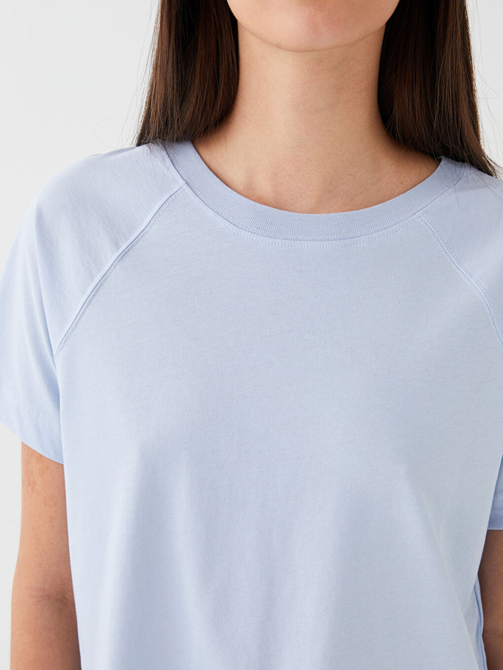 Crew Neck Plain Short Sleeve Women's T-Shirt-3