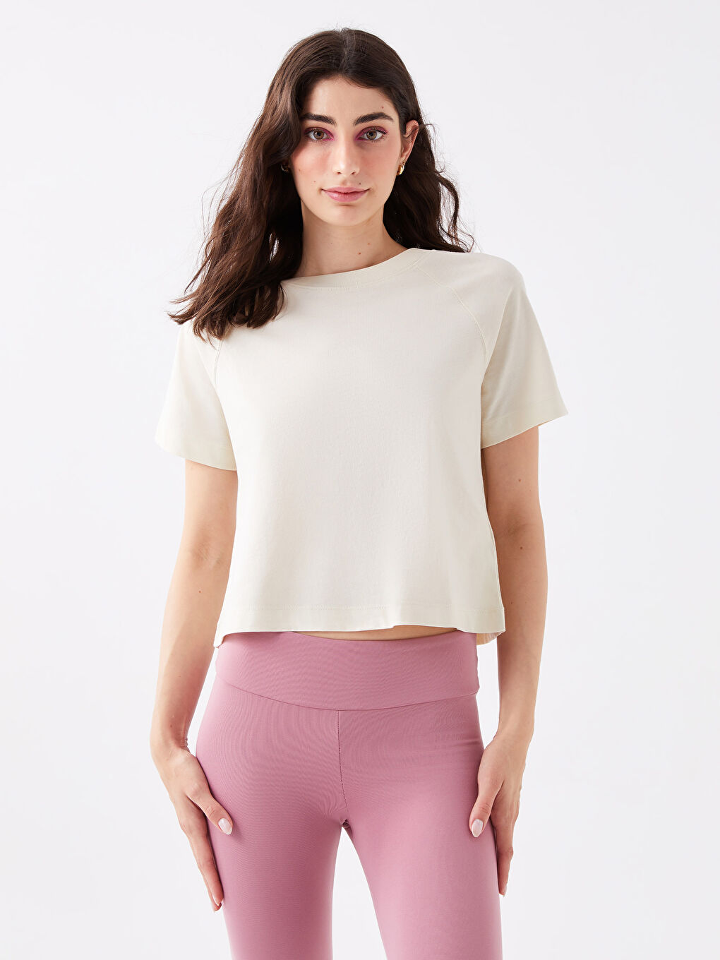 Crew Neck Plain Short Sleeve Women's T-Shirt-1