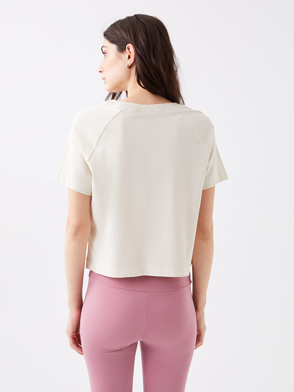 Crew Neck Plain Short Sleeve Women's T-Shirt-4