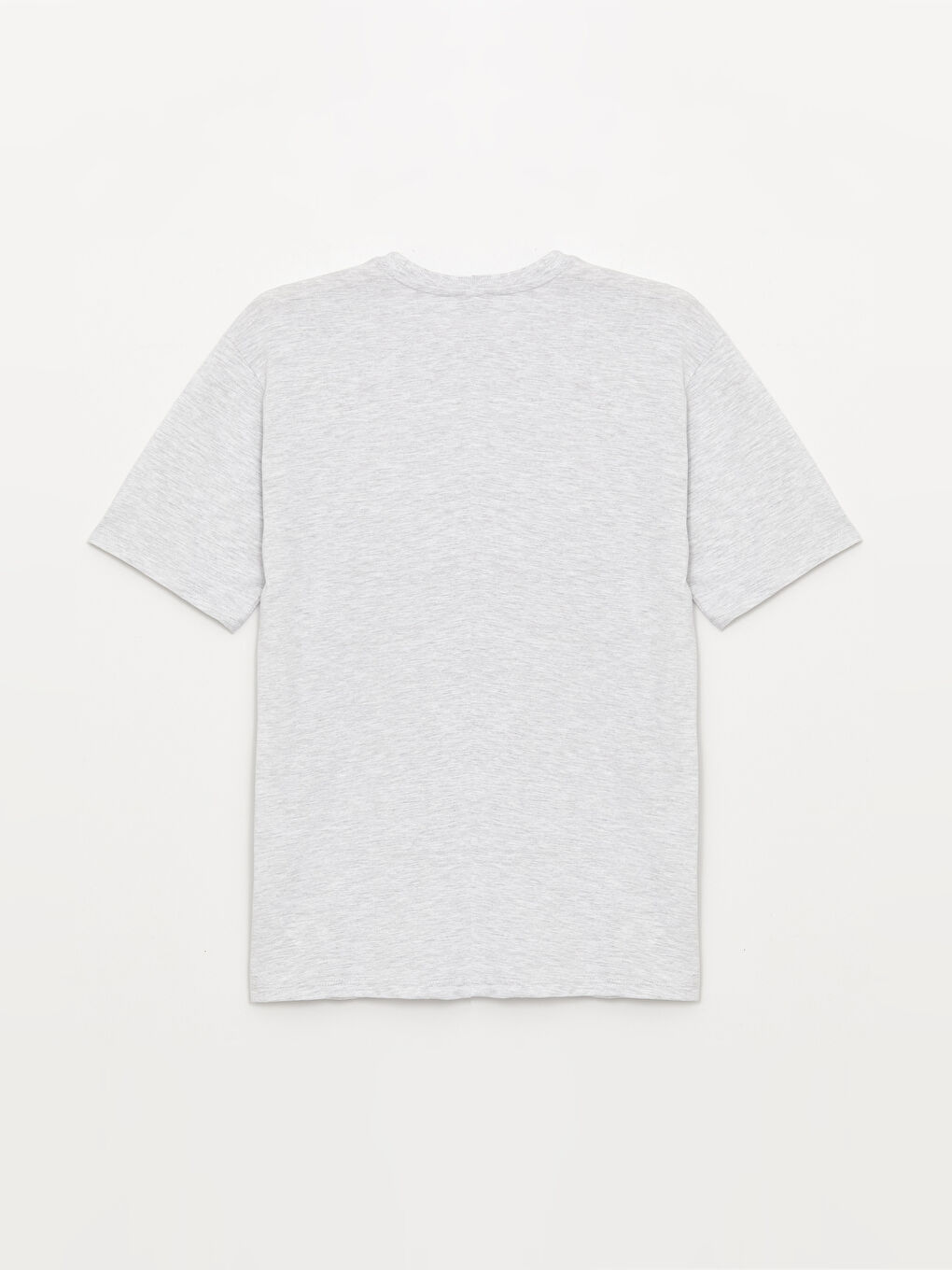 Gri Bisiklet Yaka Baskılı Kısa Kollu Oversize Kadın Tişört-6