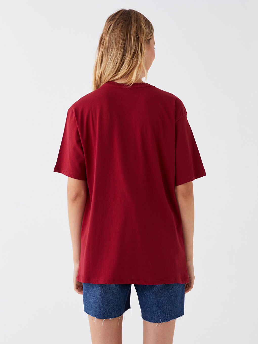 Crew Neck Printed Short Sleeve Oversize Women's T-Shirt-4