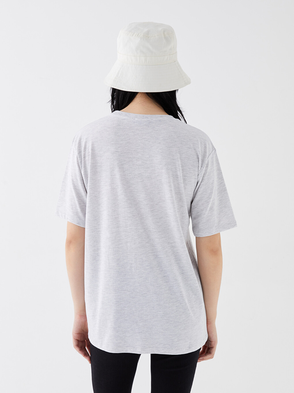 Crew Neck Printed Short Sleeve Oversize Women's T-Shirt-4