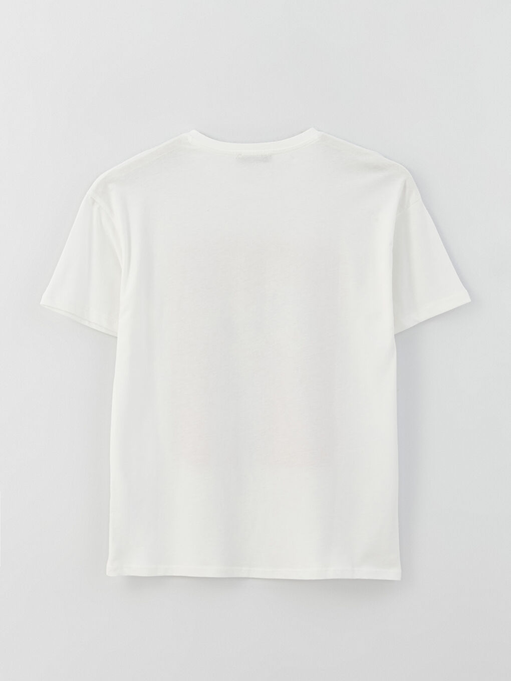 Ekru Bisiklet Yaka Baskılı Kısa Kollu Kadın Tişört-6