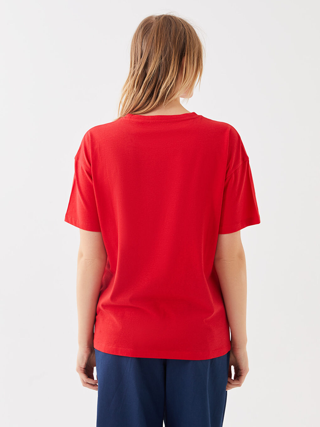 Crew Neck Printed Short Sleeve Oversize Women's T-Shirt-4