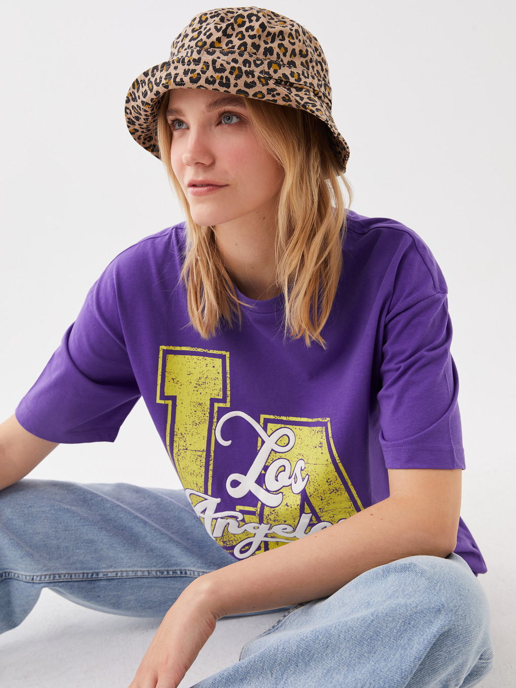 LCW Vision Crew Neck Printed Short Sleeve Oversize Women's T-shirt