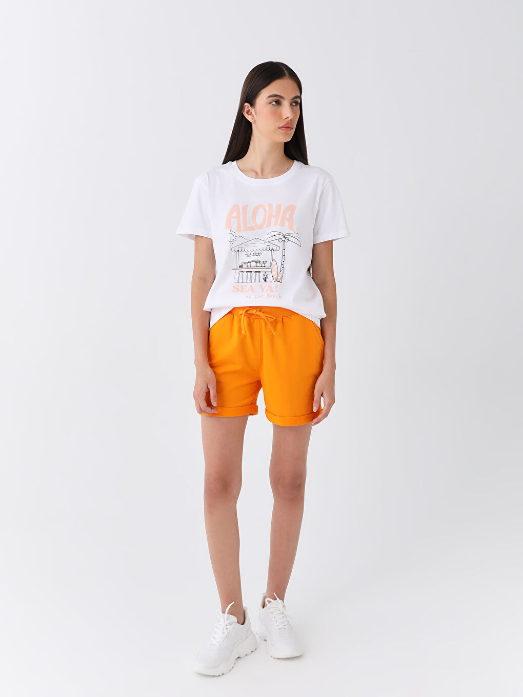 Elastic Waist Regular Fit Women's Shorts