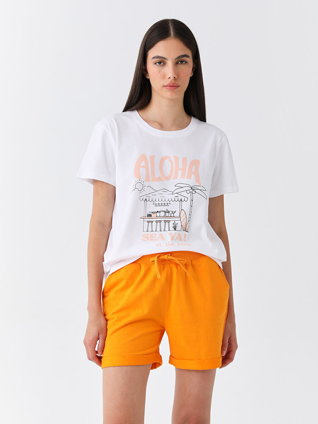 Elastic Waist Regular Fit Women's Shorts-1