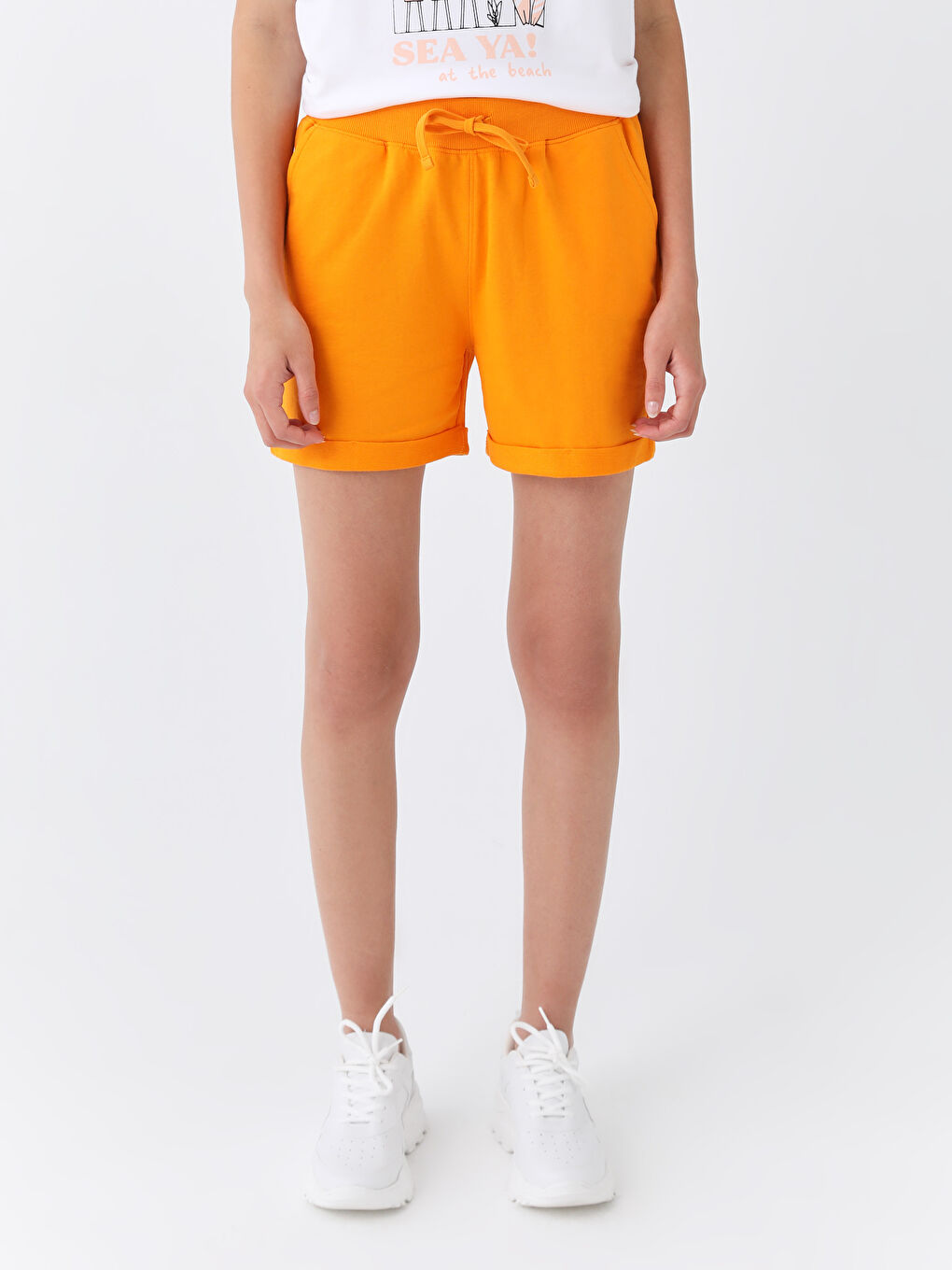 Elastic Waist Regular Fit Women's Shorts-2