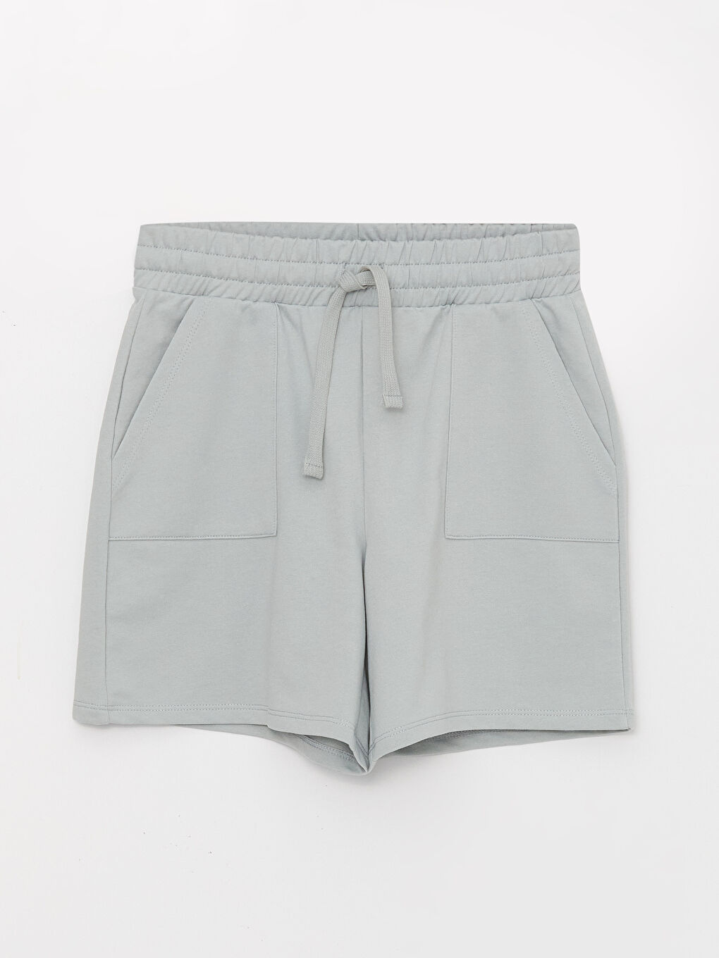 Gri Beli Lastikli Rahat Kalıp Kadın Şort-6