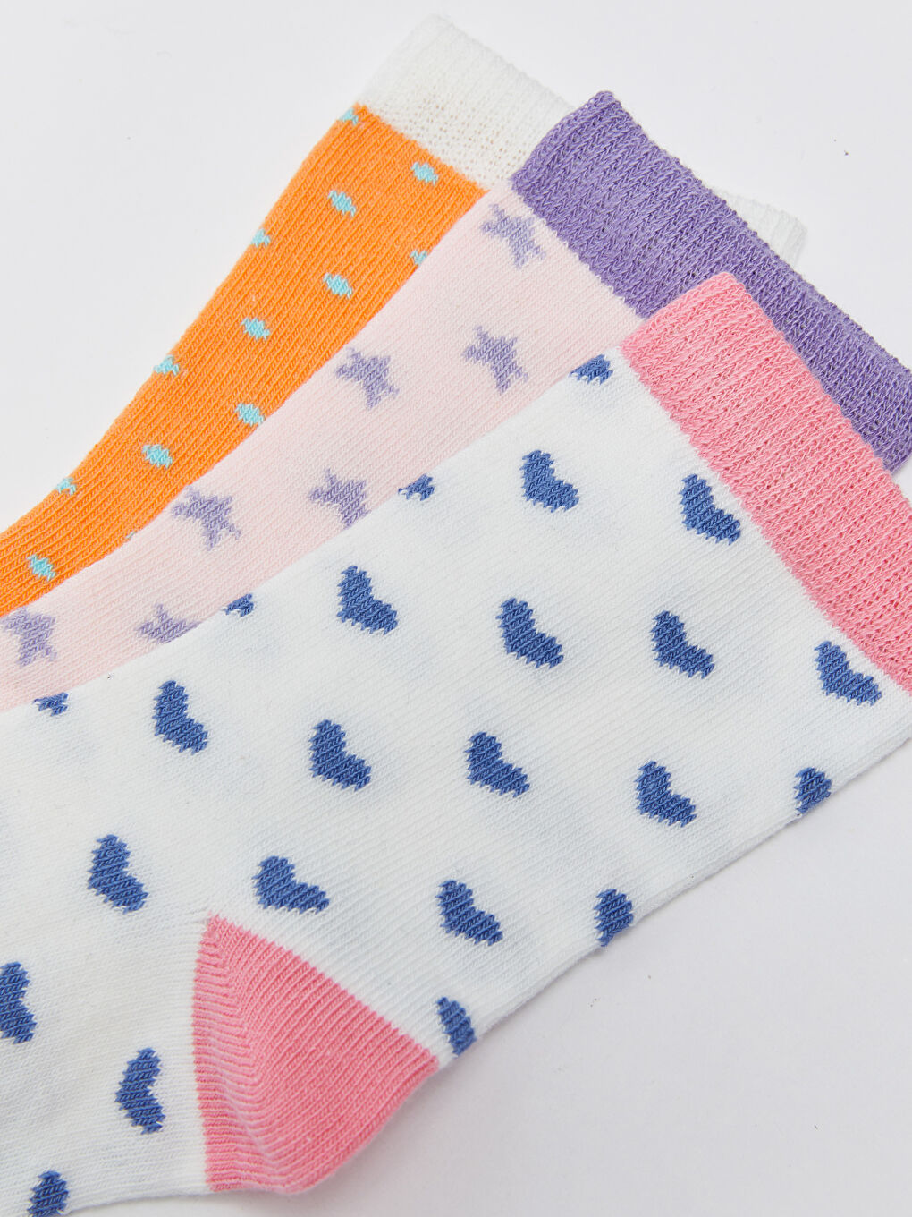 Mor Desenli Kız Çocuk Soket Çorap 3'lü-2