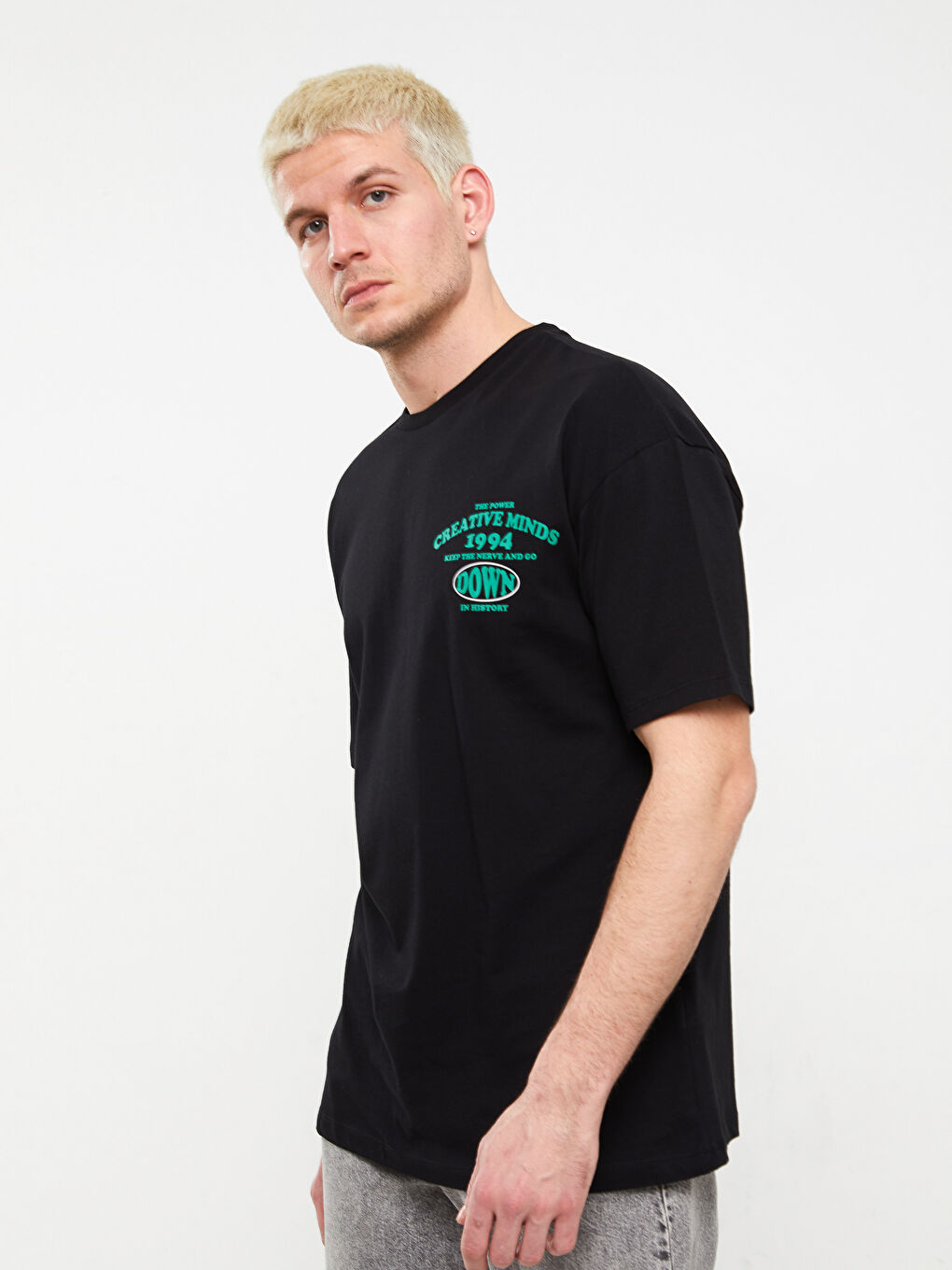 Crew Neck Short Sleeve Printed Combed Cotton Men's T-shirt-1