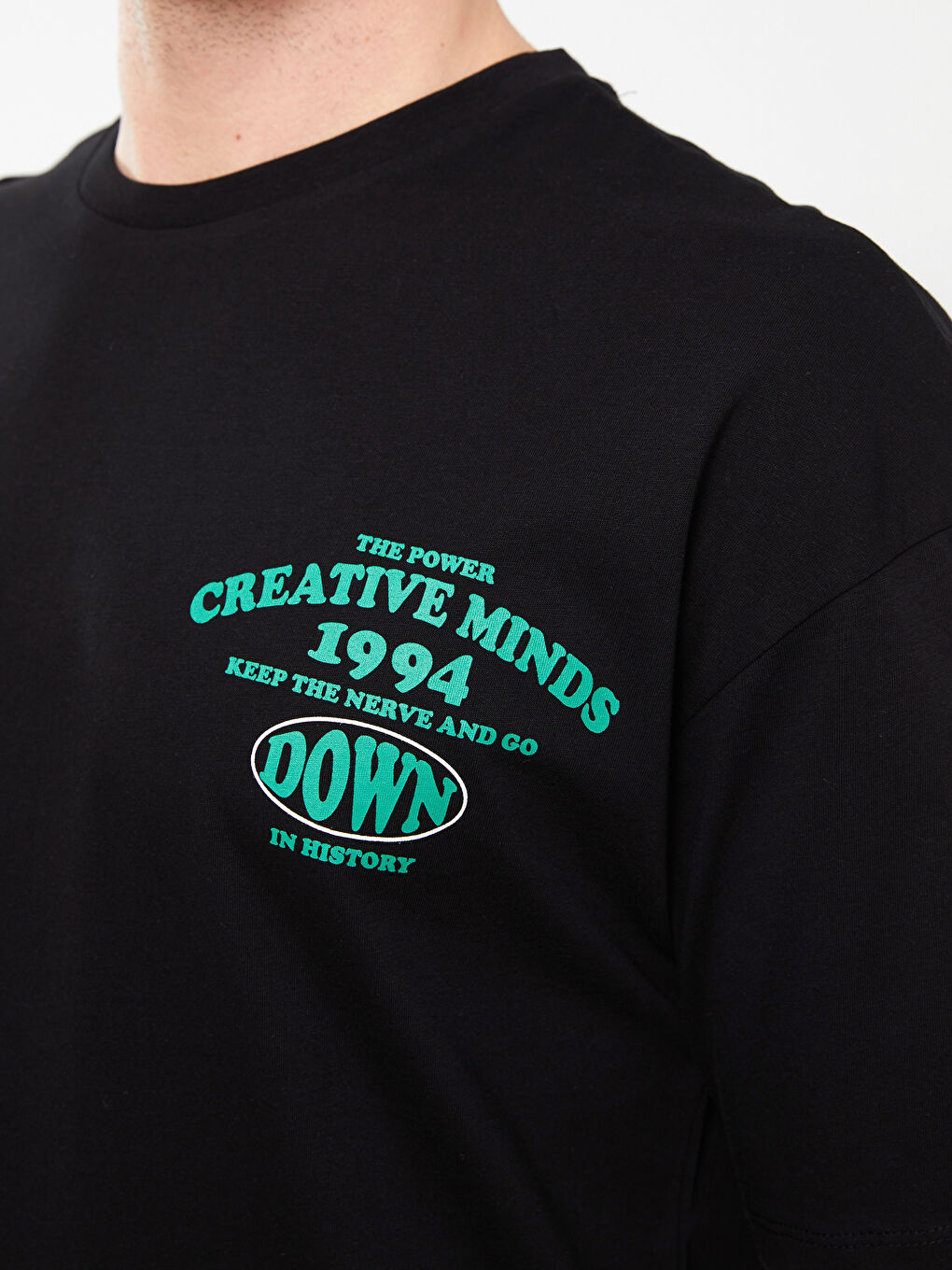 Crew Neck Short Sleeve Printed Combed Cotton Men's T-shirt-3