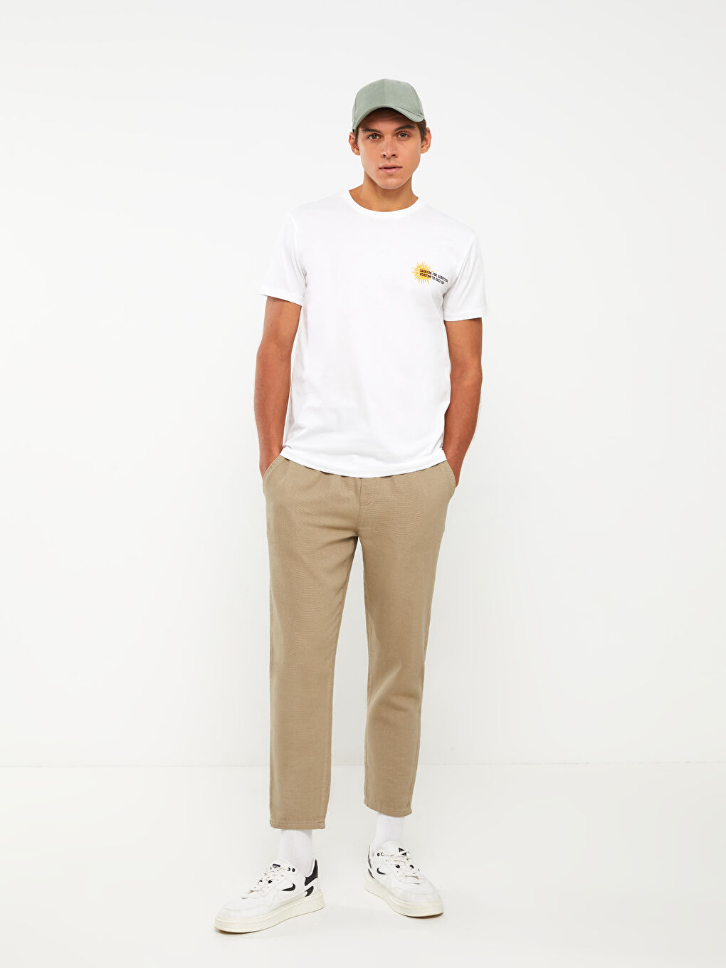 تيشيرت رجالي ياقة دائرية كم قصير مطبوع قطن ممشط-2