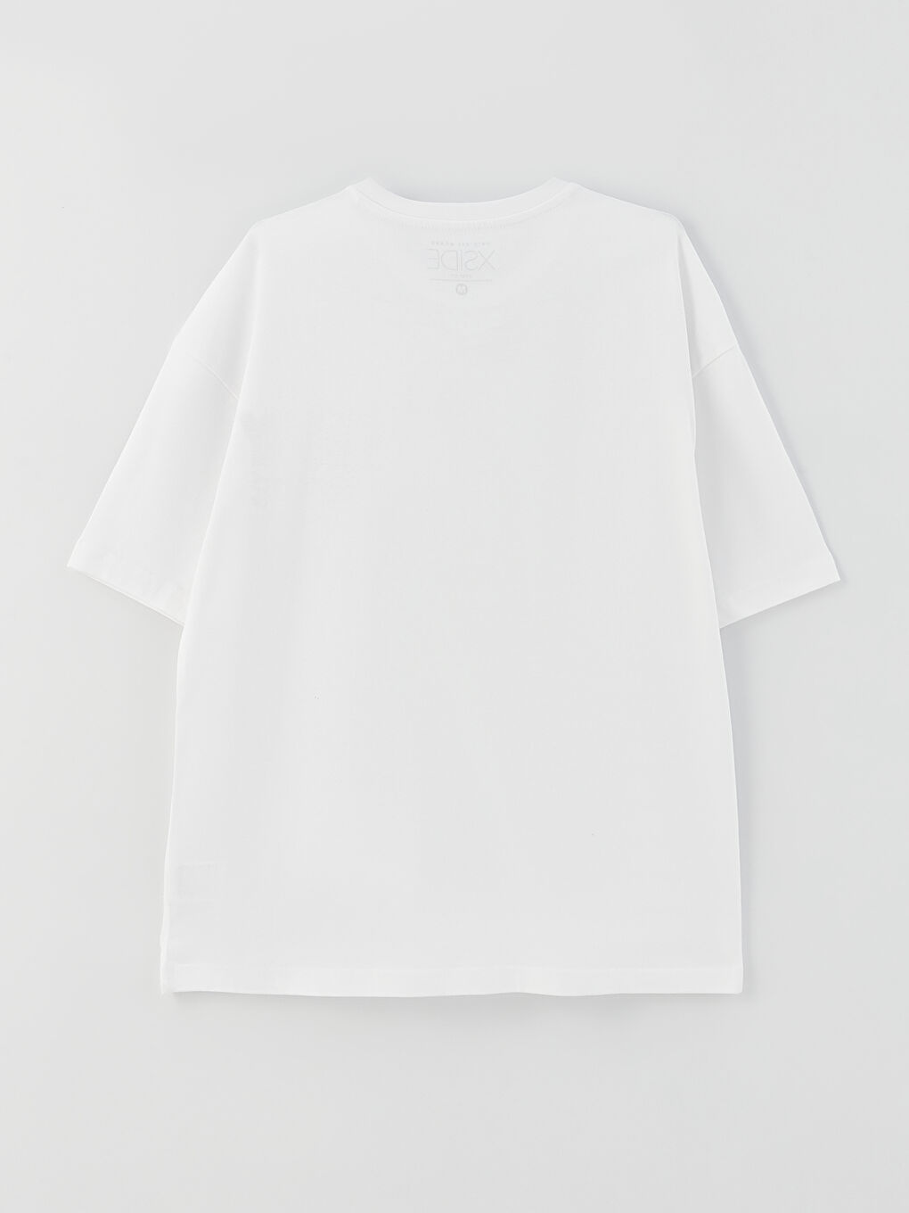 Beyaz Bisiklet Yaka Kısa Kollu Baskılı Penye Erkek Tişört-6