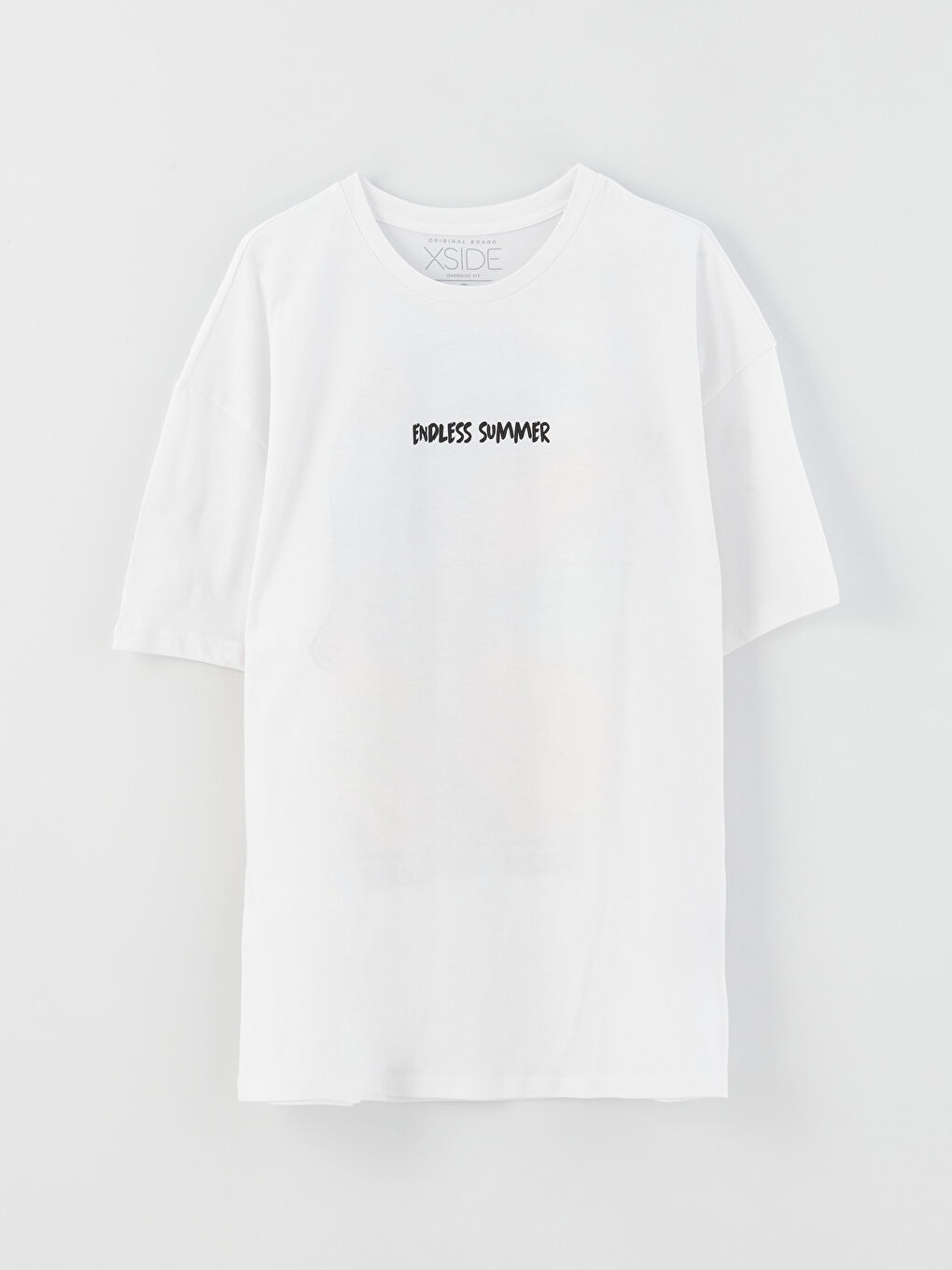 Beyaz Bisiklet Yaka Kısa Kollu Desenli Penye Erkek Tişört-5