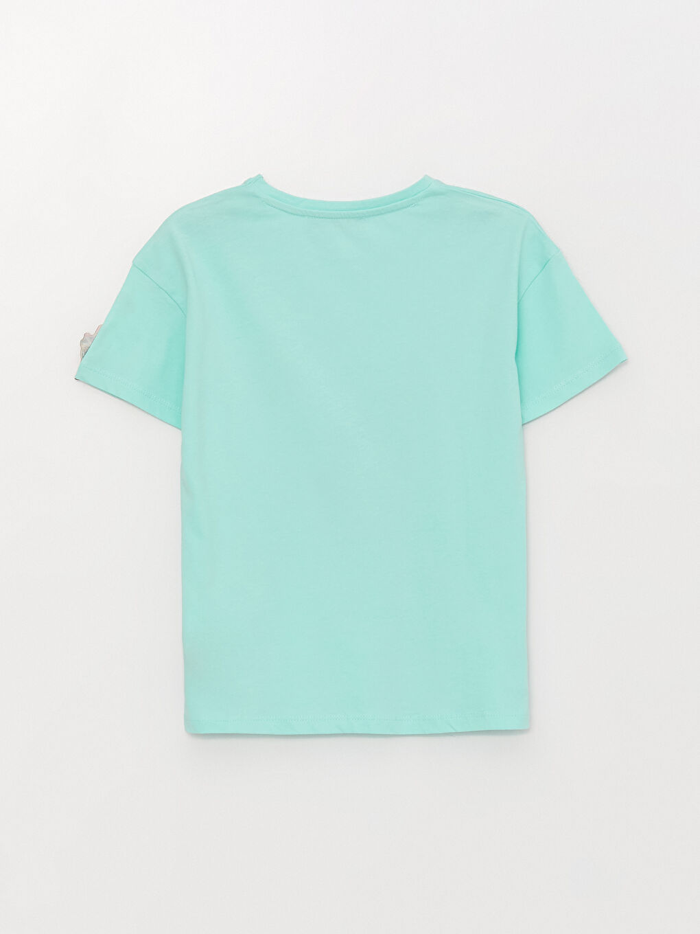 Turkuaz Bisiklet Yaka Nostaljik Maymun Baskılı Kısa Kollu Kız Çocuk Tişört-5