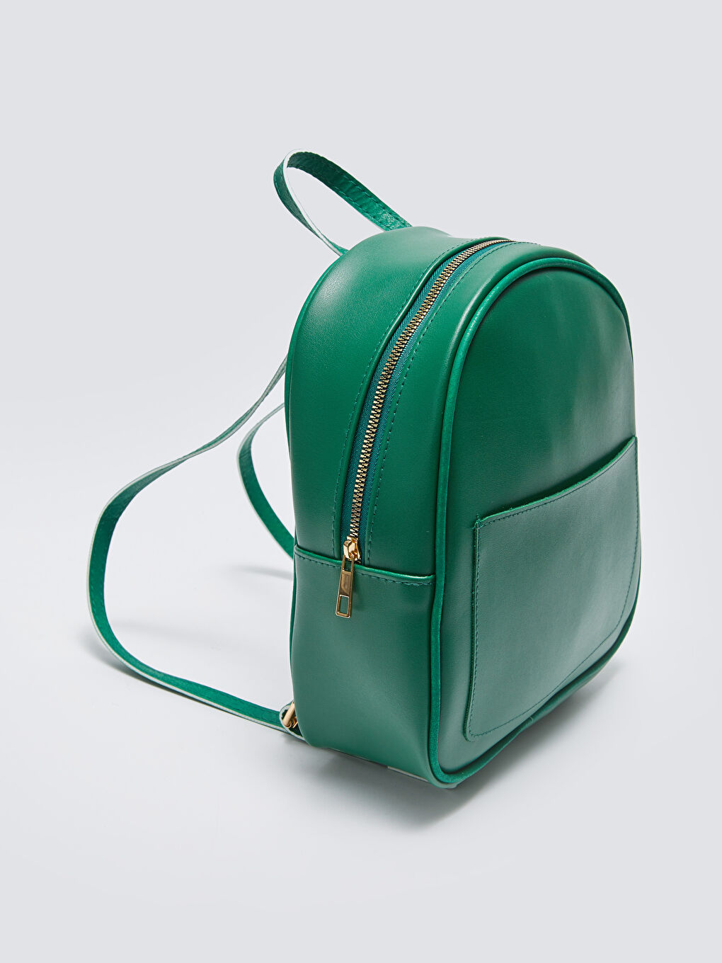 Yeşil Deri Görünümlü Kadın Sırt Çantası-4
