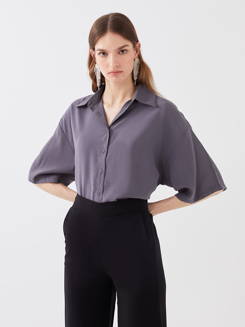 Chemise Oversize à Manches Courtes pour Femmes-1
