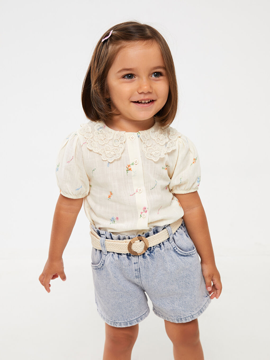 Baby Girl Jean Short With Waist Elastic-1