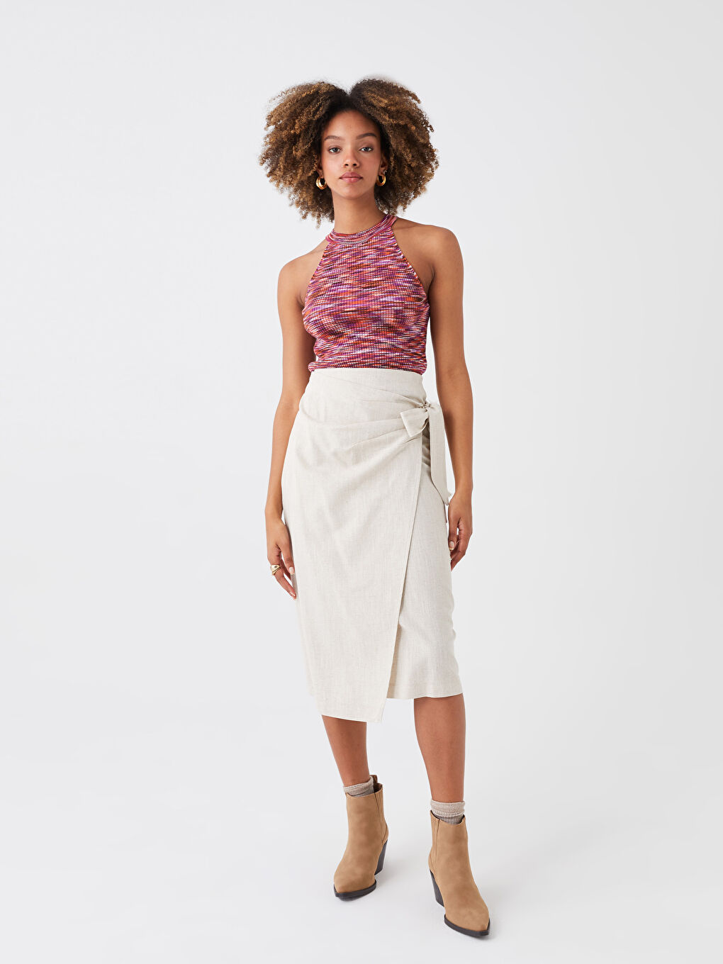 Zippered Waist Belted Women's Skirt -S3GP60Z8-SZQ