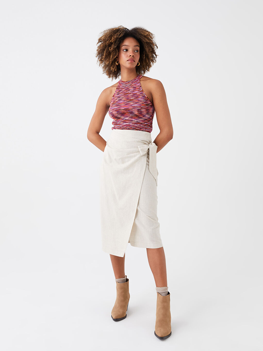 Zippered Waist Belted Women's Skirt -S3GP60Z8-SZQ