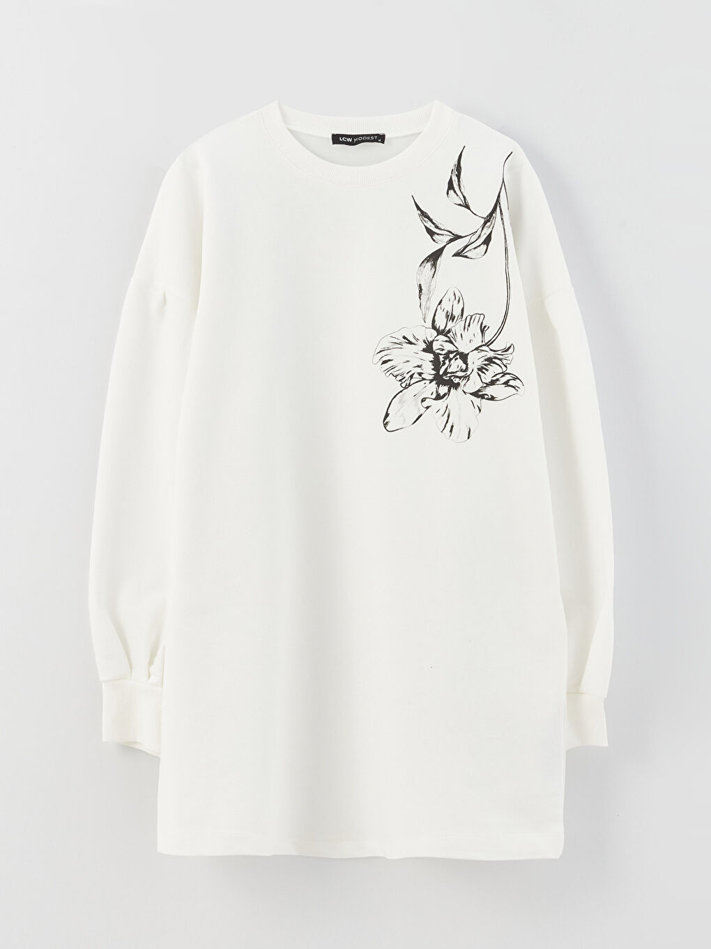 Crew Neck Printed Long Sleeve Oversize Women's Sweatshirt Tunic-5