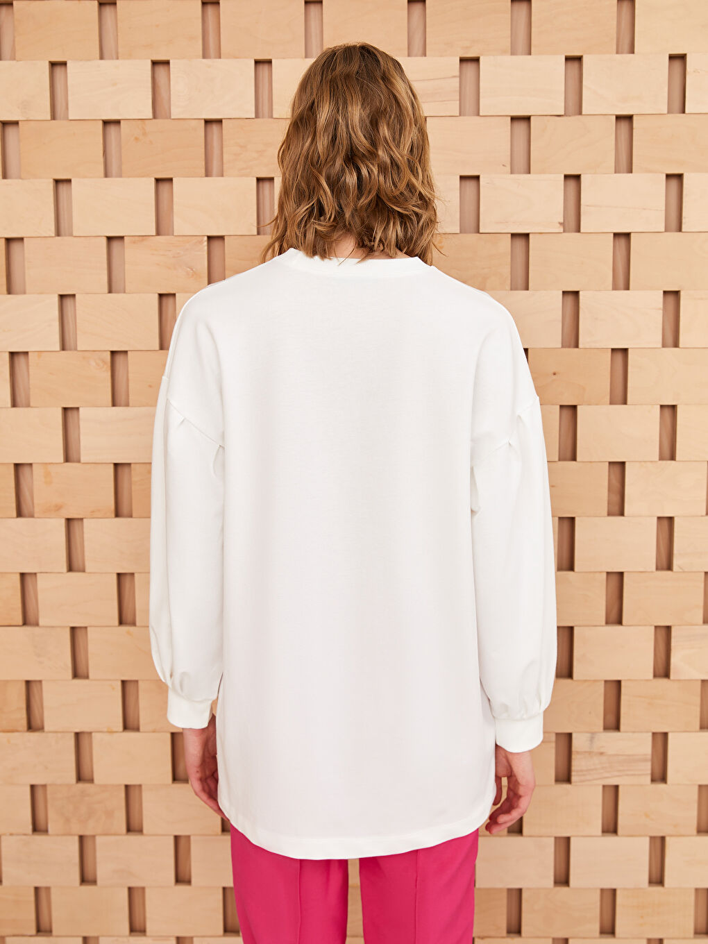 Crew Neck Printed Long Sleeve Oversize Women's Sweatshirt Tunic-4