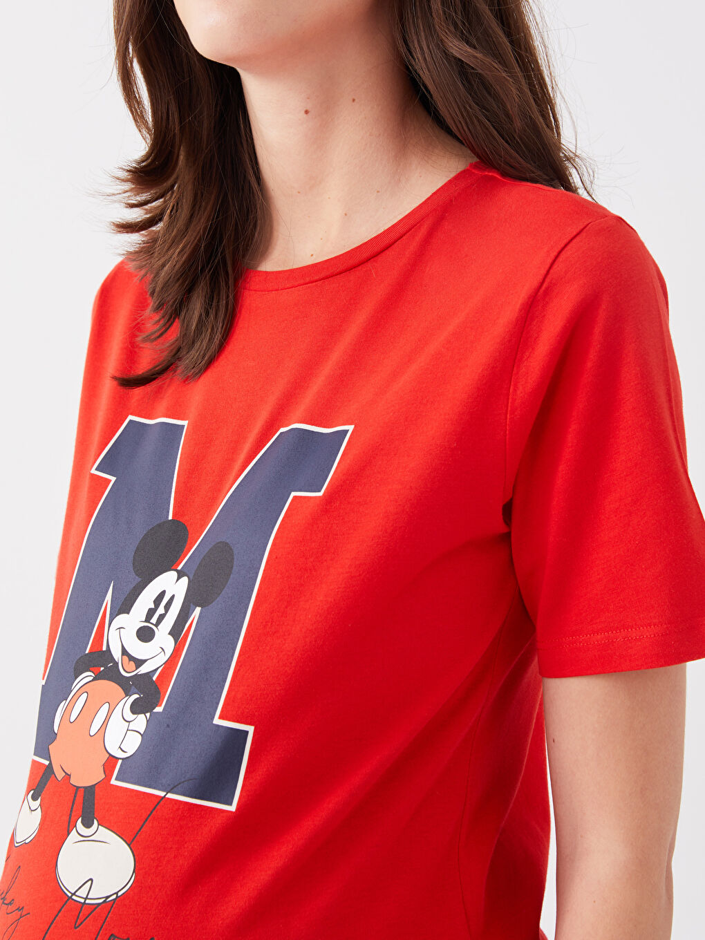 Crew Neck Mickey Mouse Printed Short Sleeve Maternity T-shirt -S3GP62Z8-R21