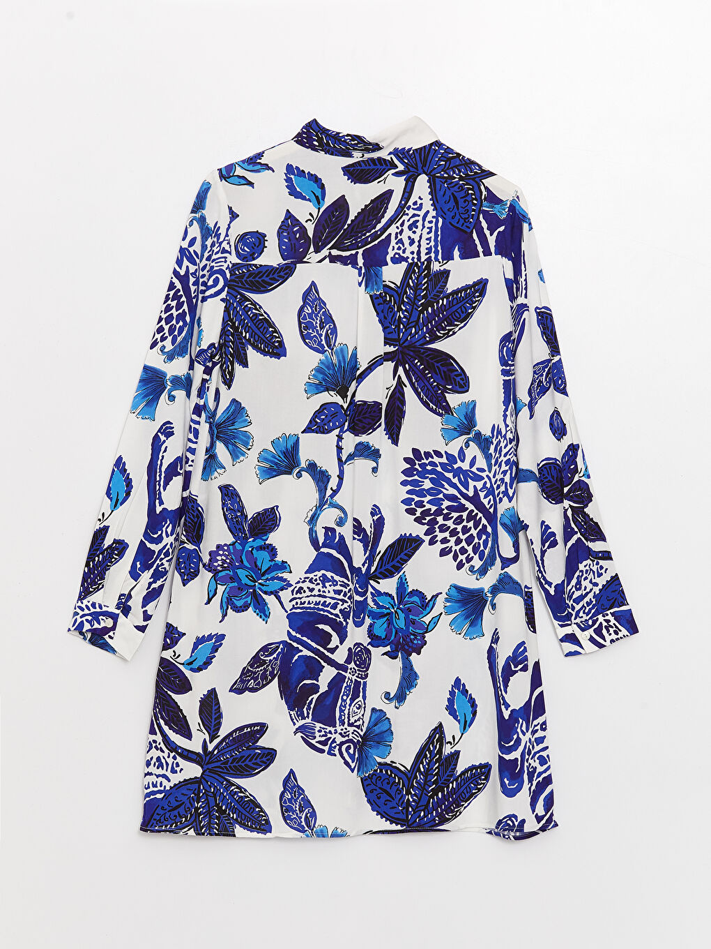 Karışık Çiçekli Uzun Kollu Kadın Gömlek Tunik-6