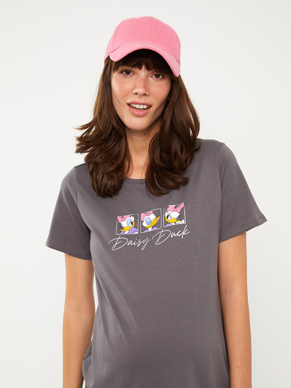 Crew Neck Daisy Duck Printed Short Sleeve Maternity T-Shirt -S3GP67Z8-H0H