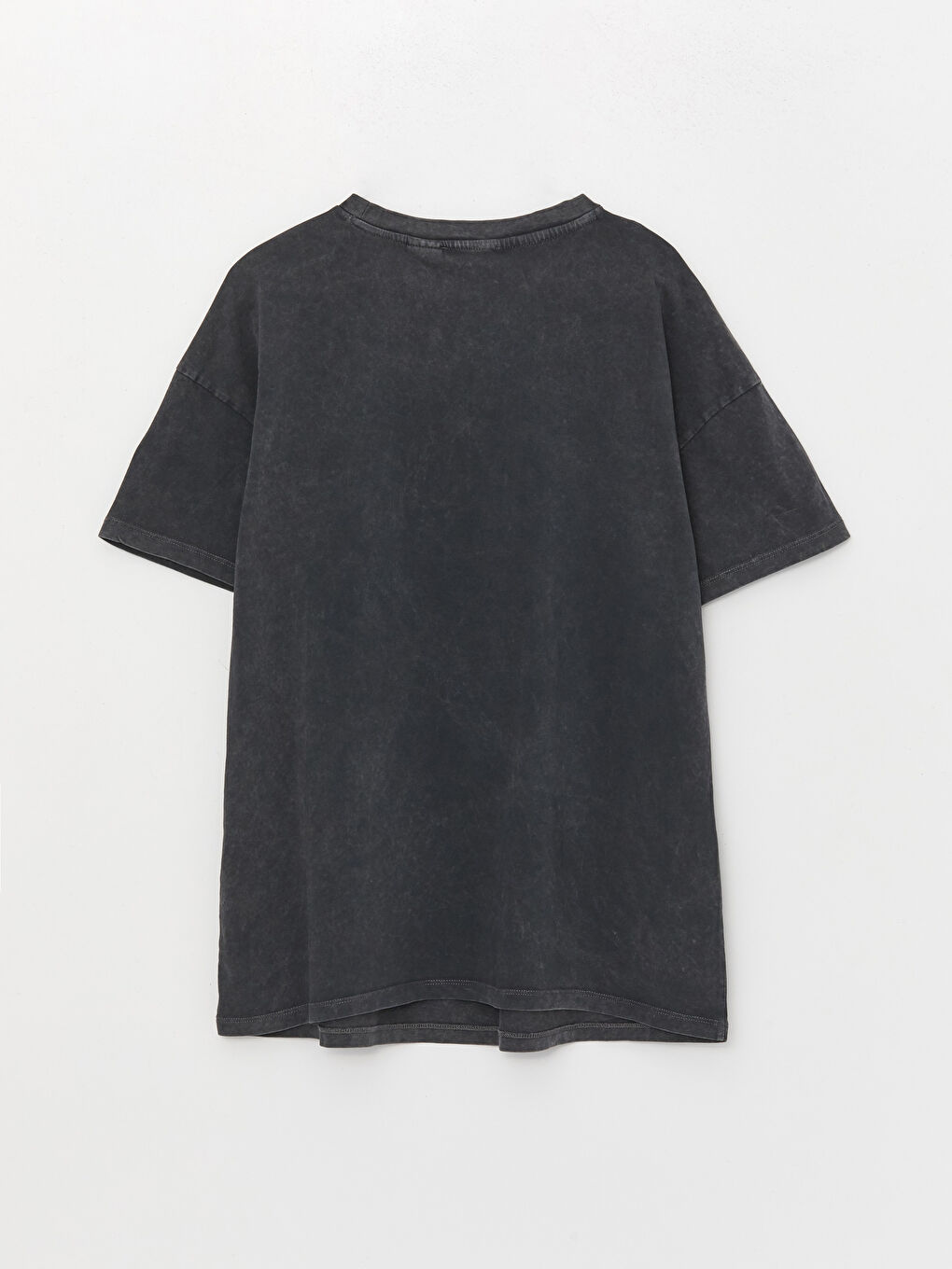 Gri Bisiklet Yaka Minnie Mouse Baskılı Kısa Kollu Hamile Tişört-6