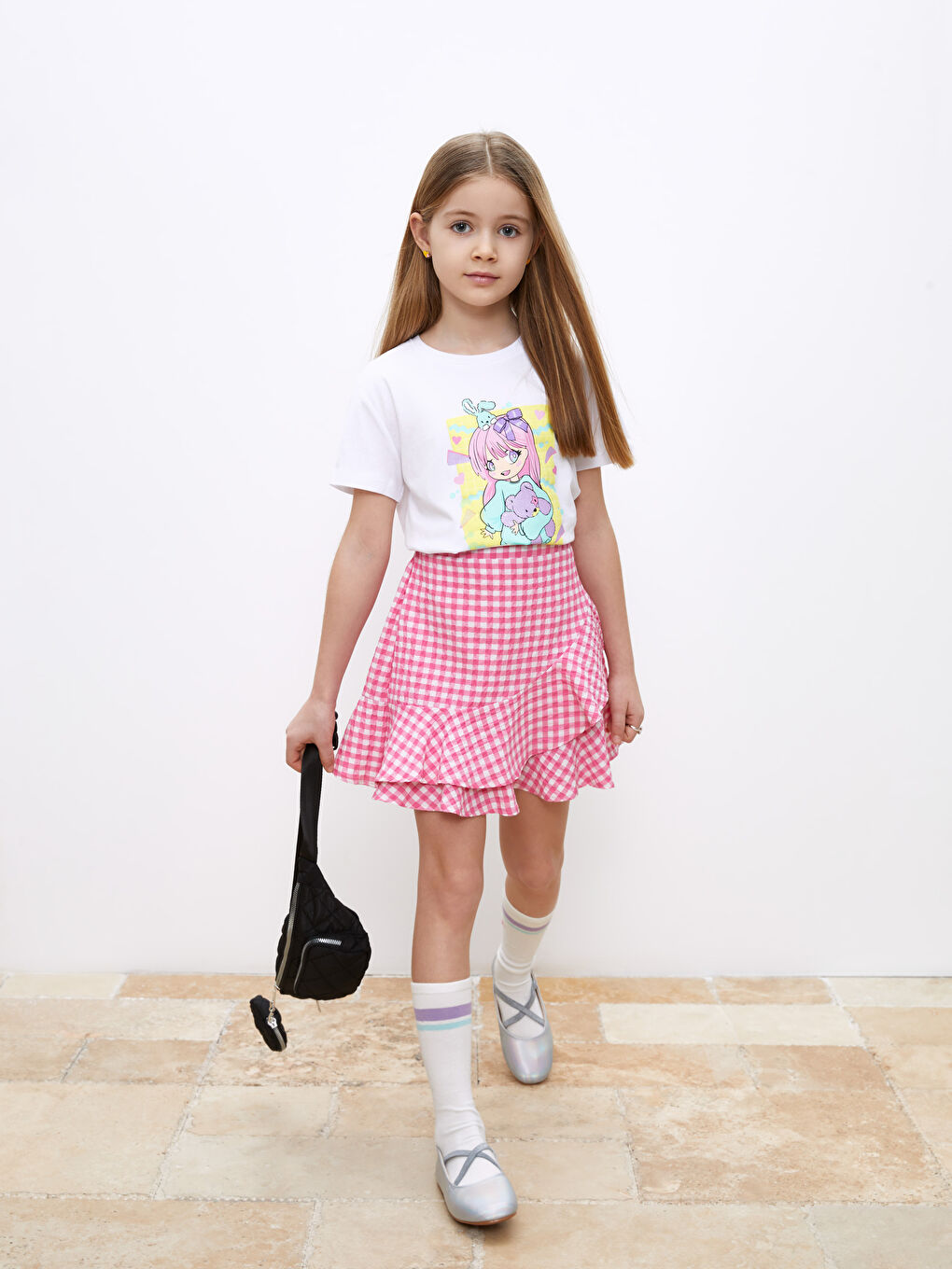 Ekru Kapitoneli Kız Çocuk Bel Çantası-1