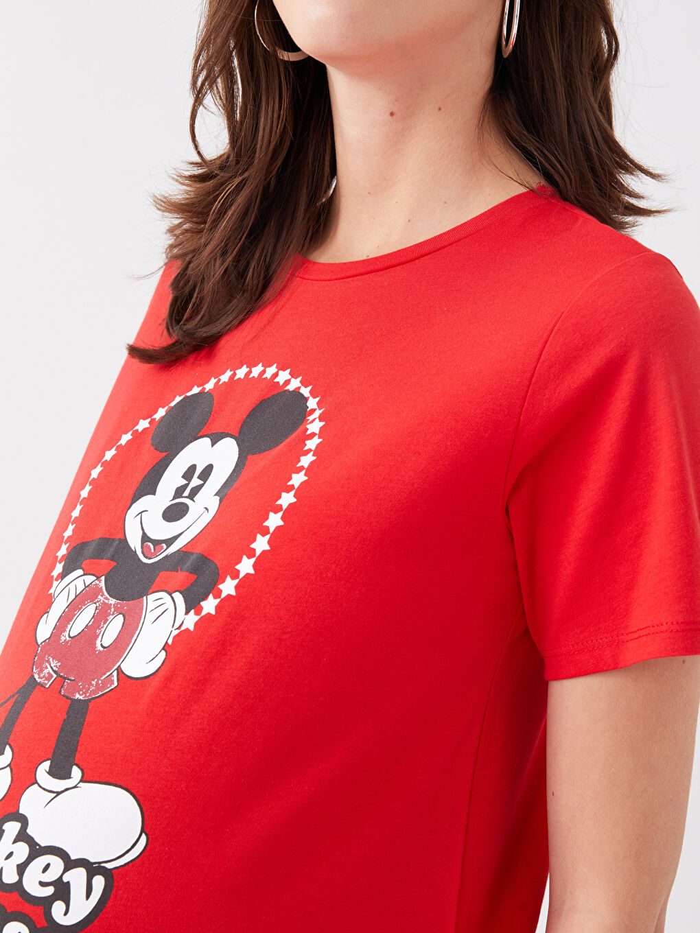 Crew Neck Mickey Mouse Printed Short Sleeve Maternity T-shirt -S3GP74Z8-HC3